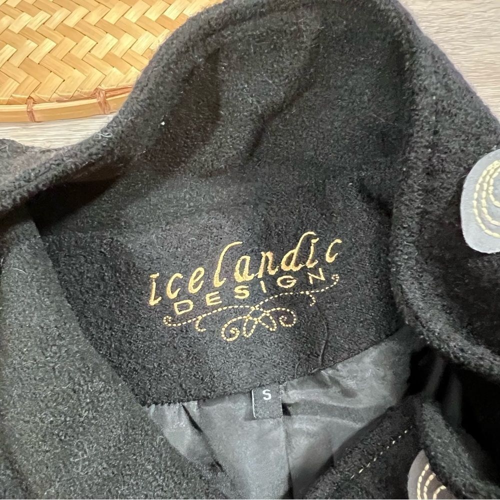 Icelandic Design Black Wool Art To Wear Swing Coat - image 4